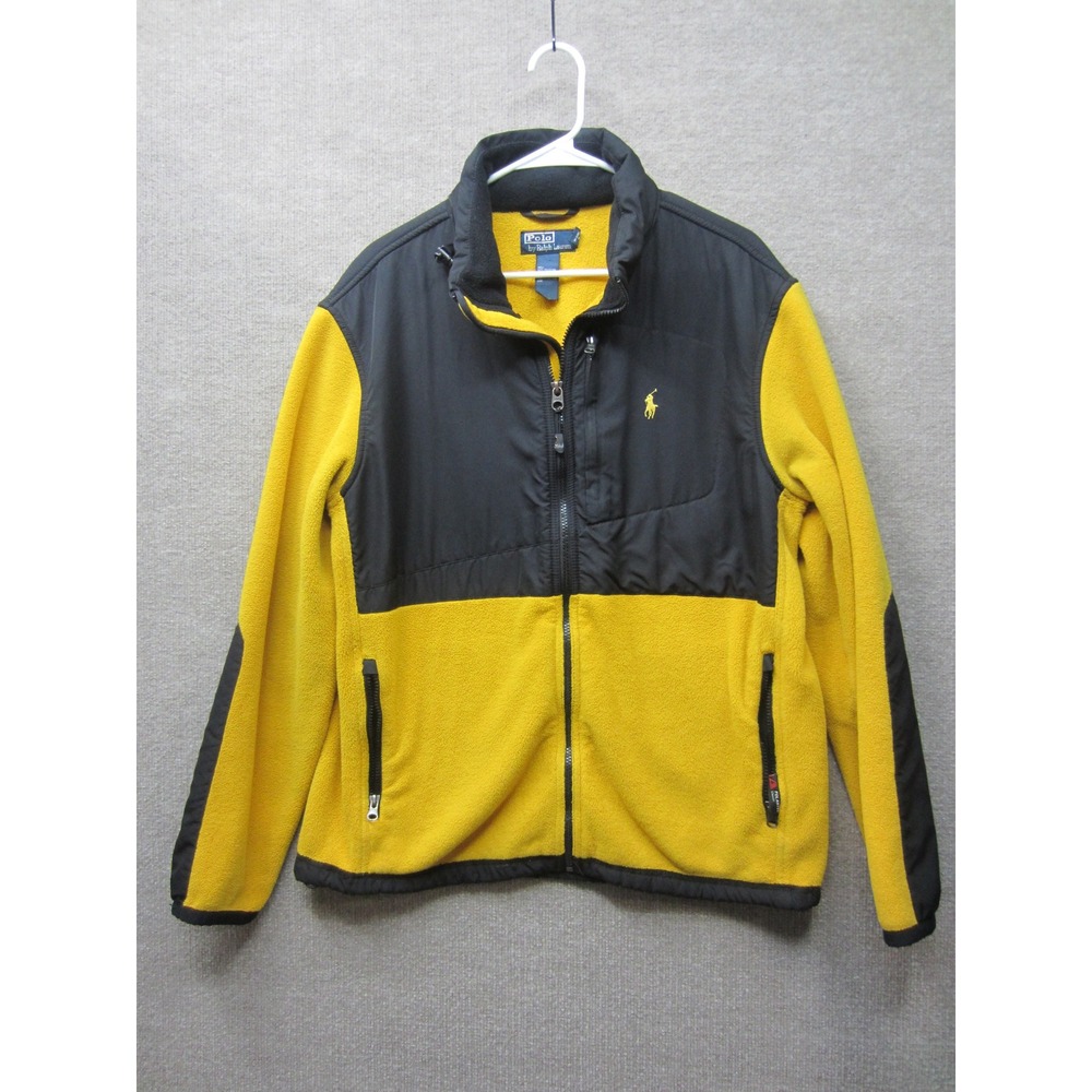 Polo Ralph Lauren Polartec Fleece Jacket Mens Yellow Black Colorblock Full Zip
